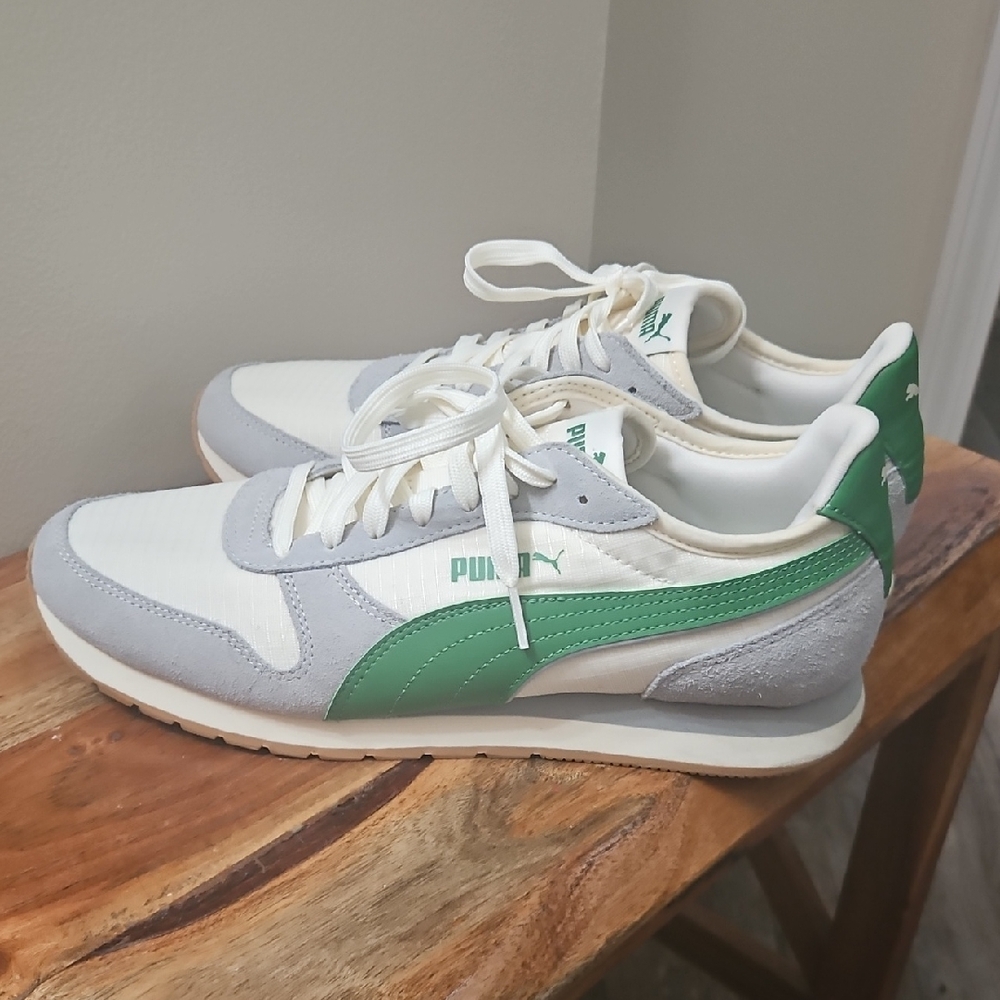 Puma Men's Green, Gray, and White Sneakers